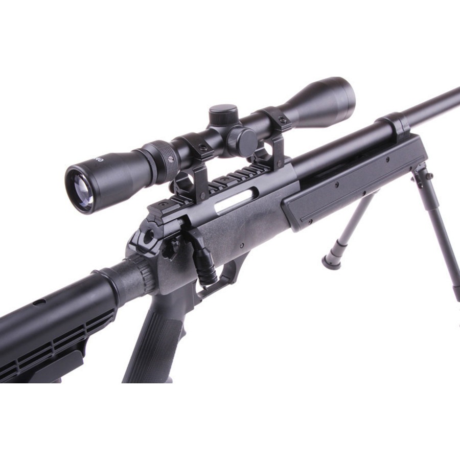 Réplique sniper MB06 SR-2 à ressort noire avec lunette et bipied - WELL PRO 4 Réplique sniper MB06 SR-2 à ressort noire avec lunette et bipied - WELL PRO – Image 4