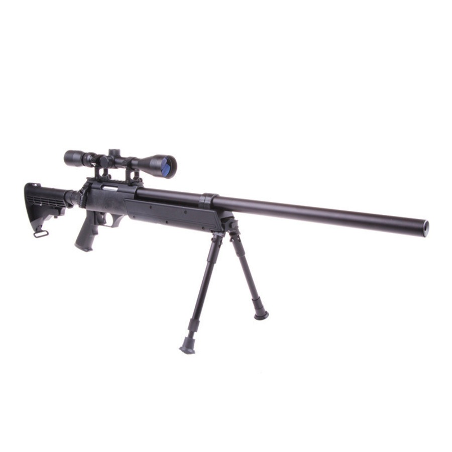 Réplique sniper MB06 SR-2 à ressort noire avec lunette et bipied - WELL PRO 3 Réplique sniper MB06 SR-2 à ressort noire avec lunette et bipied - WELL PRO – Image 3