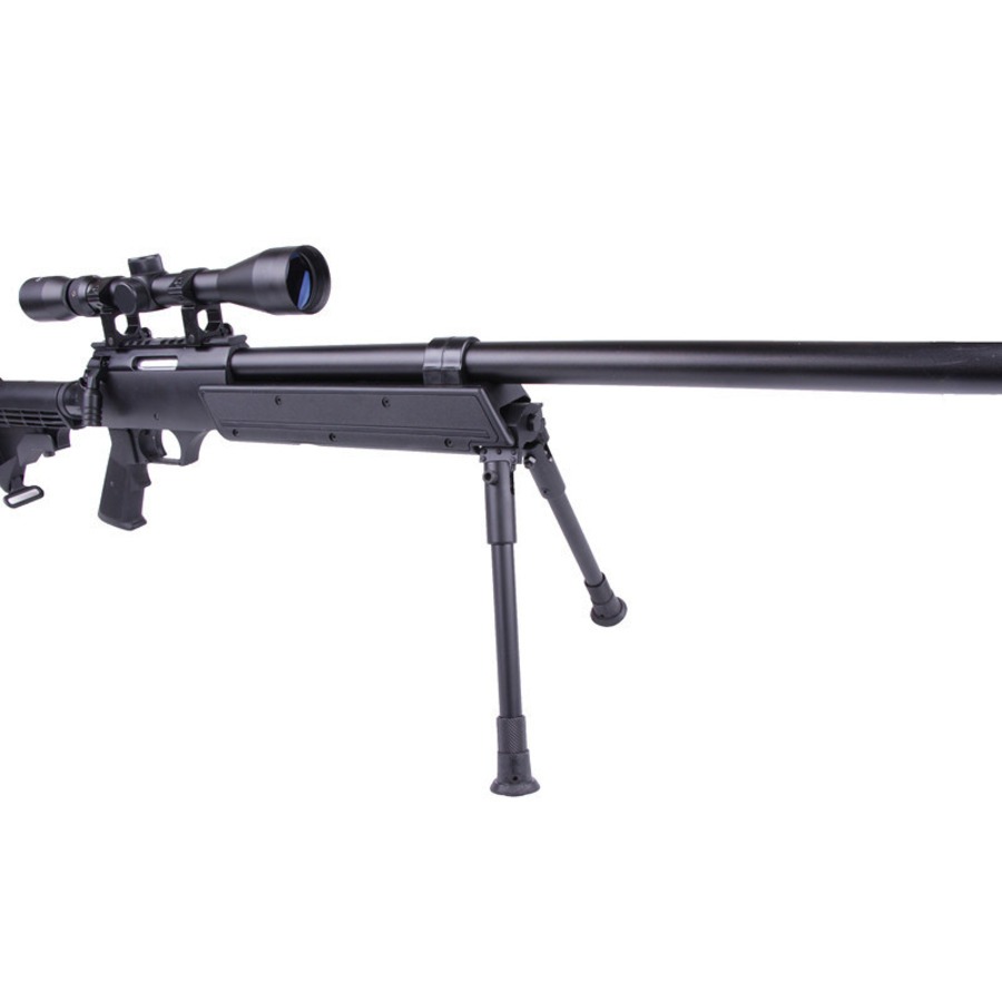 Réplique sniper MB06 SR-2 à ressort noire avec lunette et bipied - WELL PRO 7 Réplique sniper MB06 SR-2 à ressort noire avec lunette et bipied - WELL PRO – Image 7